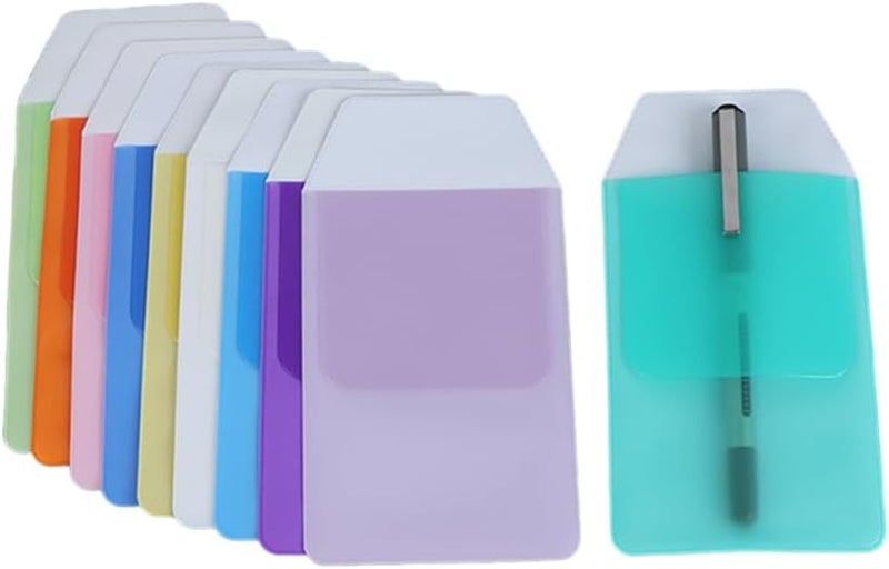 LJJCSFF 10pcs Multicolor Pen Pocket Protector with Clip Flap for Men Shirt Lab Coat Pocket Pen Holder Officers Pocket Organizer - Image 2